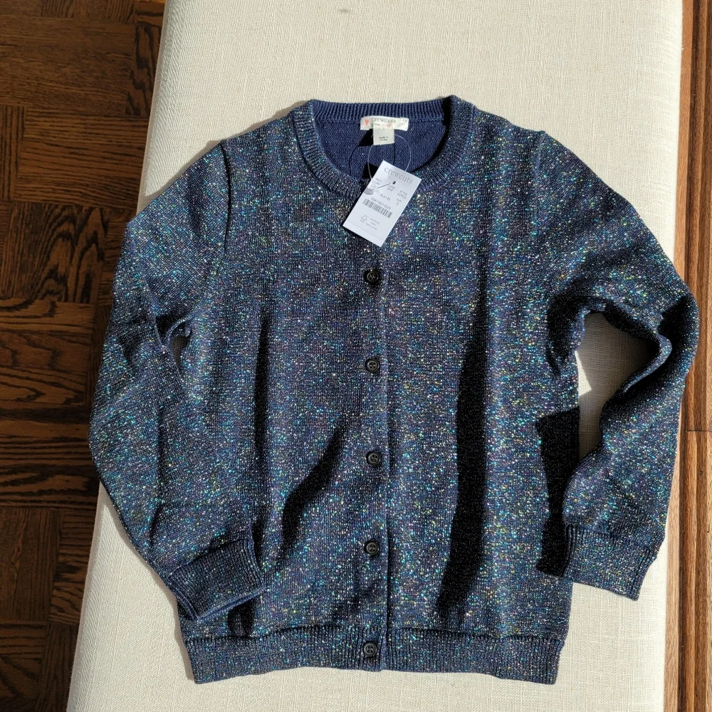 New! J Crew sz 6-7 Small S Girl’s Casey Rainbow Metallic Cardigan NWT